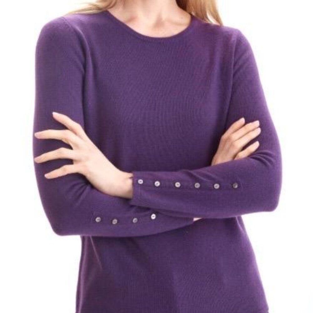 100% Cashmere Sweater with Cuff Buttons